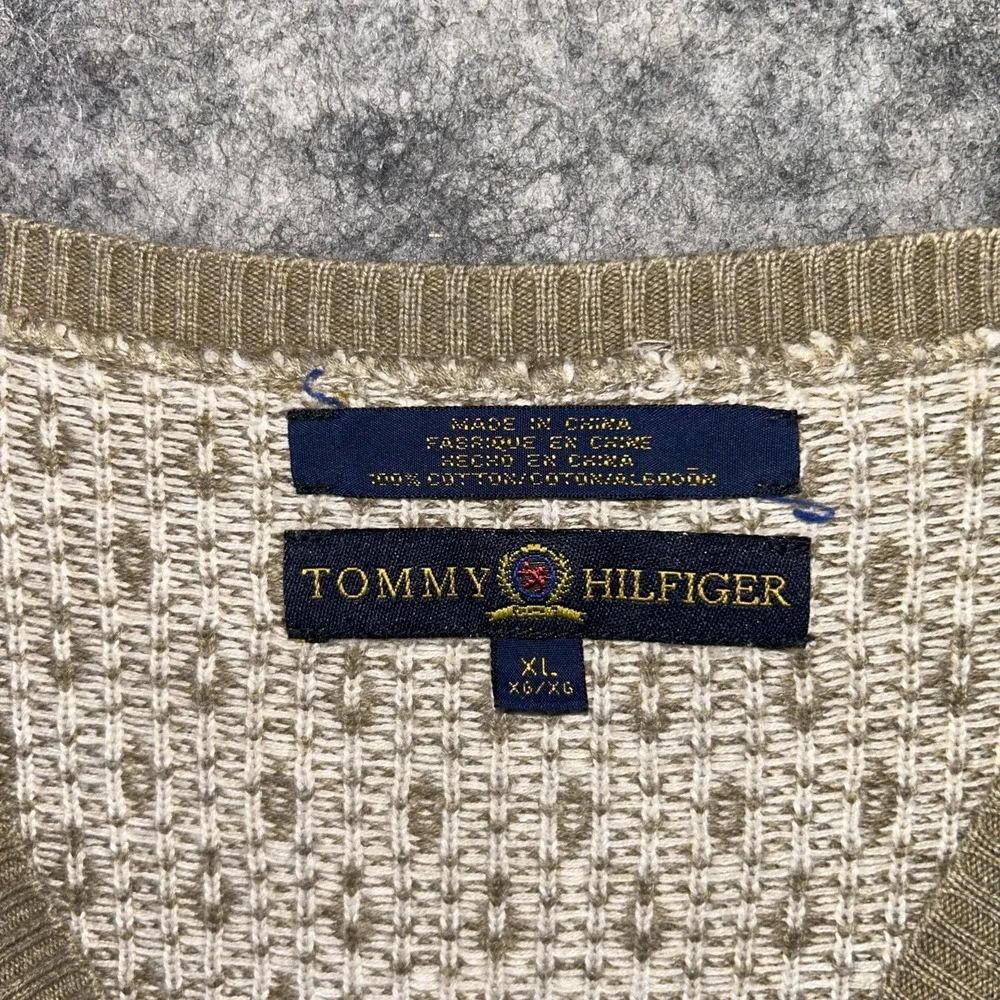 Vtg Tommy Hilfiger Mens‎ Lrg Knit V Neck Argyle Diamond Sweater Vest Preppy Y2K